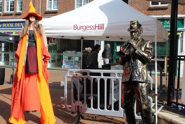Street entertainers wowed the crowds as part of Burgess Hill Town Council's Welcome Back Fund Programme on Saturday (March 12). Picture: Burgess Hill Town Council.