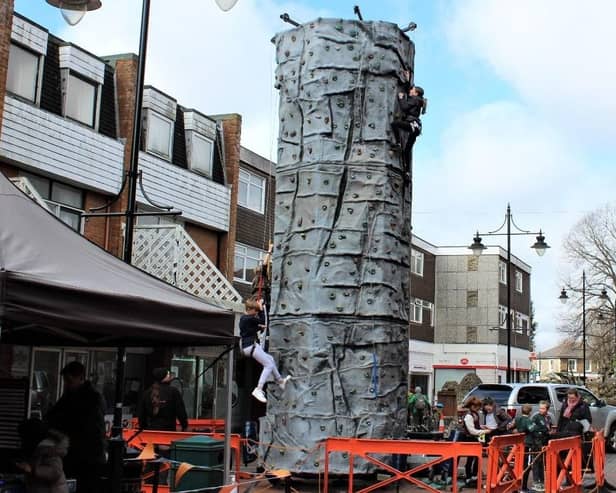 There was a climbing wall at the final day of Burgess Hill Town Council's Welcome Back Fund Programme. Picture: Burgess Hill Town Council.