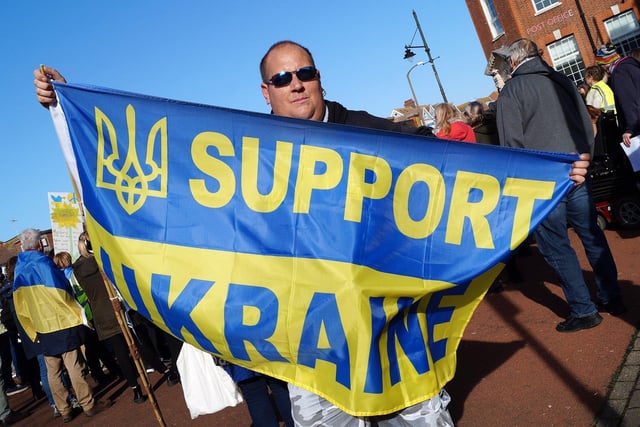 Bexhill Supports Ukraine rally on March 12. Photo by Derek Canty. SUS-220314-123335001