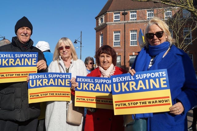 Bexhill Supports Ukraine rally on March 12. Photo by Derek Canty. SUS-220314-122821001