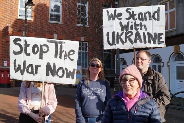 Bexhill Supports Ukraine rally on March 12. Photo by Derek Canty. SUS-220314-123123001