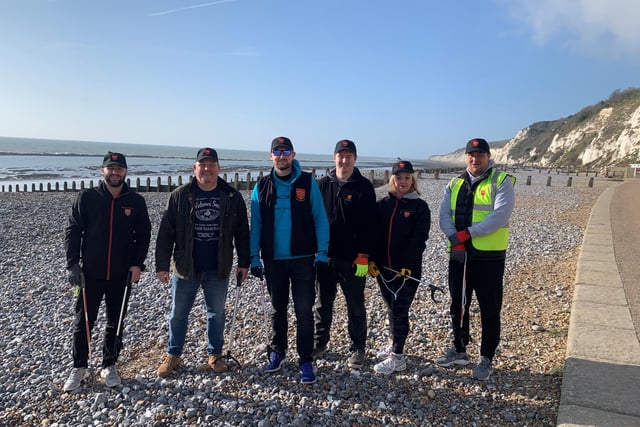Staff from Sussex Independent Financial Advisers Ltd. Chartered Financial Planners and Accountants, ventured forth from their offices in Hailsham to tackle the ongoing littering issue plaguing the beach at Holywell in Eastbourne. On the beach clean on Wednesday March 9, they filled five bags of rubbish, and then stopped for coffee at the Holywell Tea Chalet. The accountancy firm is associated with Plastic Free Eastbourne. SUS-220316-094035001