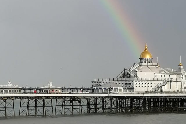 Rainbow at Eastbourne Pier, taken by Paul King with a Huawei phone. SUS-220316-103956001