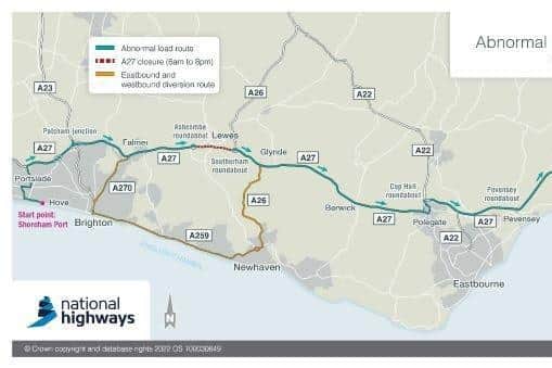 The National Highways is advising drivers travelling on the A27 and A259 in Sussex this weekend to plan ahead as there will be a slow-moving heavy load on the region’s roads this weekend.