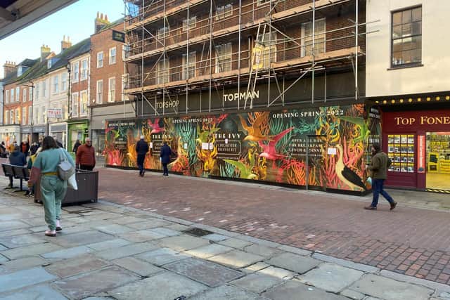The hoardings outside The Ivy in East Street Chichester