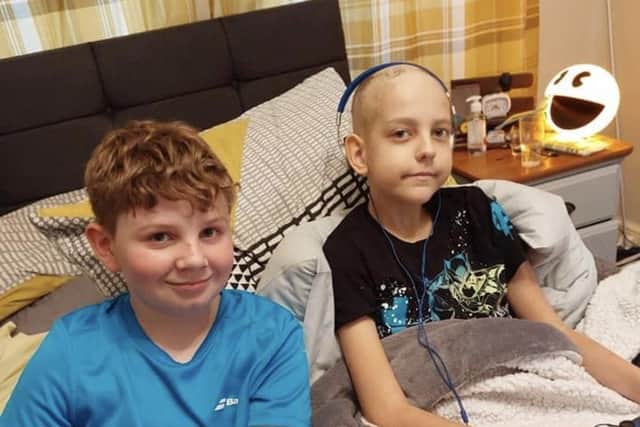 Cameron Barker with his best friend Milo Arnell, who was diagnosed with leukaemia in December
