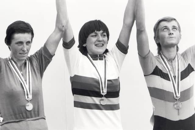 Mandy Jones wins the 1982 World Cycling Championships at Goodwood. Photo: Graham Watson.