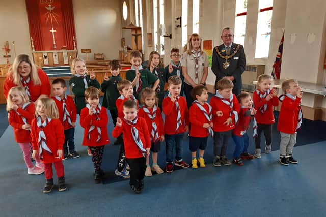 Worthing mayor Lionel Harman helped with the investiure of the town's first Squirrel Scouts section