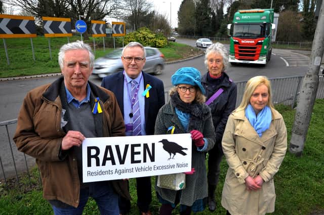 Councillor Sarah Sharp, cross partly councillors and residents are concerned about the excessively noisy traffic on the A27 nr Kings Avenue. Pic S Robards SR2203102 SUS-220319-124126001