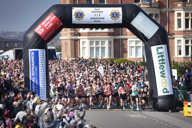 Action from the 2022 Hastings Half Marathon - the massed ranks at the start / Pictures: Justin Lycett and Frank Copper