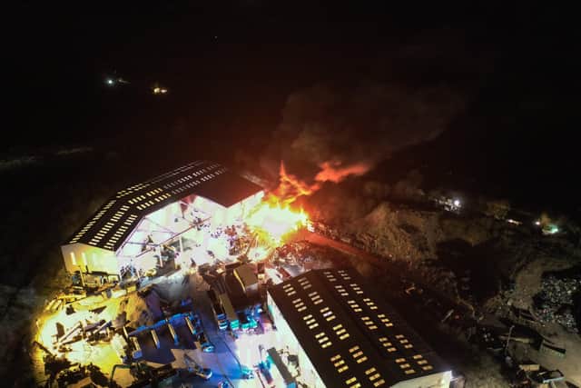 Serious fire at Light Brothers Recycling site on Saturday March 19. Photo: Eddie Mitchelll