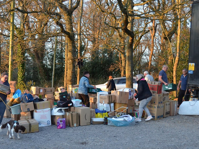 Pevensey charity loads up lorry for Ukraine. Photo from Dan Jessup. SUS-220321-101524001