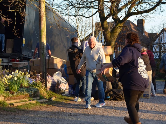 Pevensey charity loads up lorry for Ukraine. Photo from Dan Jessup. SUS-220321-101603001