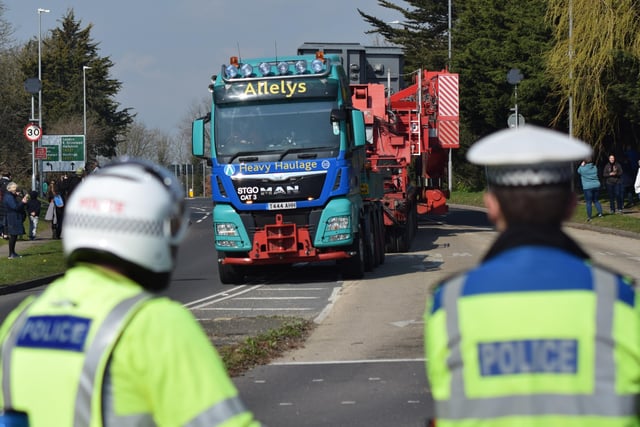 National Grid’s 'abnormal load' makes its way through Polegate at about 11am on Sunday (March 20). Picture: Dan Jessup.