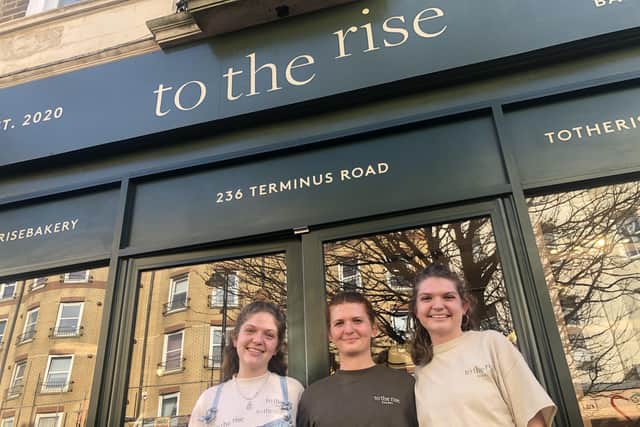 To the Rise opening in Eastbourne. Morgan, Josephine and Lauren Pollard SUS-220321-094228001