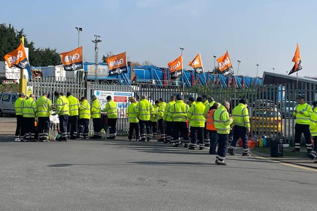 Binmen on strike in Adur and Worthing are still 'waiting for a pay rise which values them properly'. Photo: Gary Palmer / Twitter