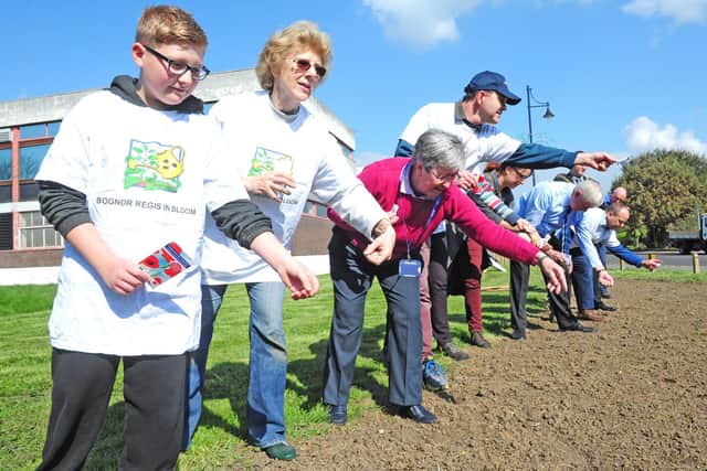 Poppy seed planting by members of Bognor in Bloom