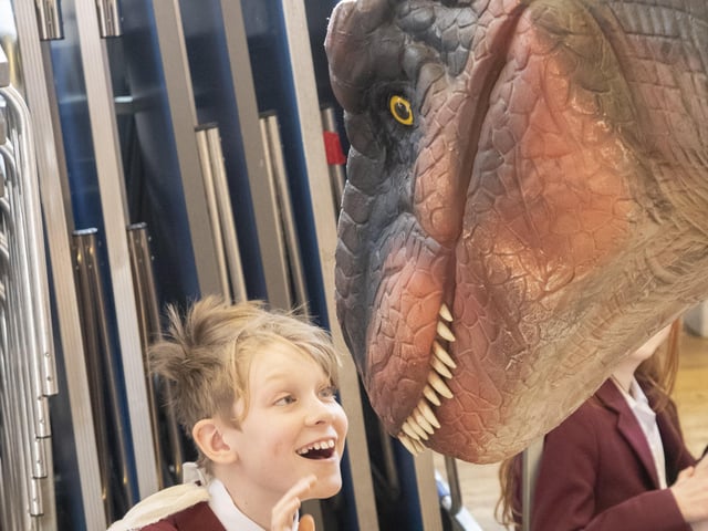 Sophie the animatronic T-Rex paid a visit to children at Lewes Old Grammar Junior School SUS-220323-103029001