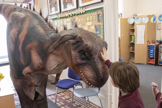 Sophie the animatronic T-Rex paid a visit to children at Lewes Old Grammar Junior School SUS-220323-102744001