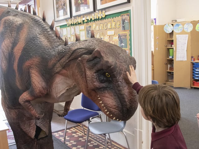 Sophie the animatronic T-Rex paid a visit to children at Lewes Old Grammar Junior School SUS-220323-102744001