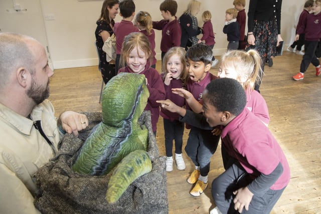 Sophie the animatronic T-Rex paid a visit to children at Lewes Old Grammar Junior School SUS-220323-102811001