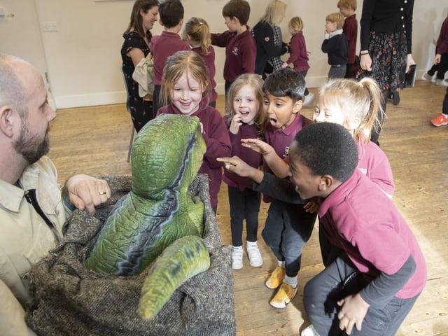 Sophie the animatronic T-Rex paid a visit to children at Lewes Old Grammar Junior School SUS-220323-102811001