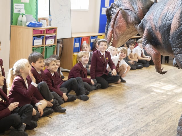 Sophie the animatronic T-Rex paid a visit to children at Lewes Old Grammar Junior School SUS-220323-102940001