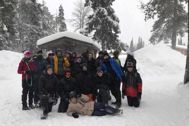 Pupils from Lewes Old Grammar School learned how to survive in the snow on a trip to Finland SUS-220323-103609001
