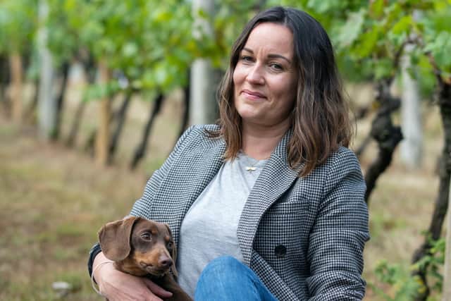 Journalist Rebecca Pitcairn launched The English Wine Diaries podcast in April 2021. Picture: Andy Newbold.