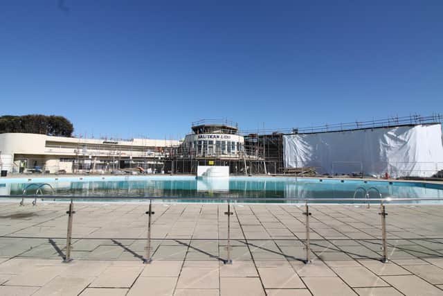 The scaffolding is in place and work is underway to transform the Grade II* listed lido building
