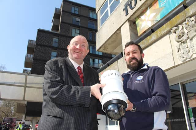 Cllr Michael Jones and the new CCTV system