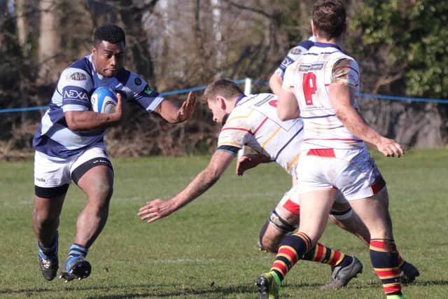 KCS Old Boys v Chichester - debutant Stee Vasuturaga on the charge / Picture: Alison Tanner