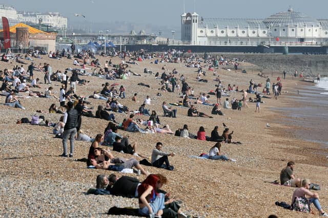 People made the most of the March sunshine on Brighton beach