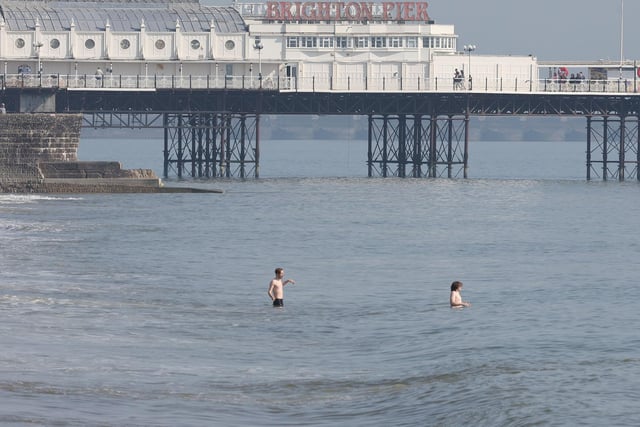 Some people thought it was warm enough for a swim in the sea in Brighton