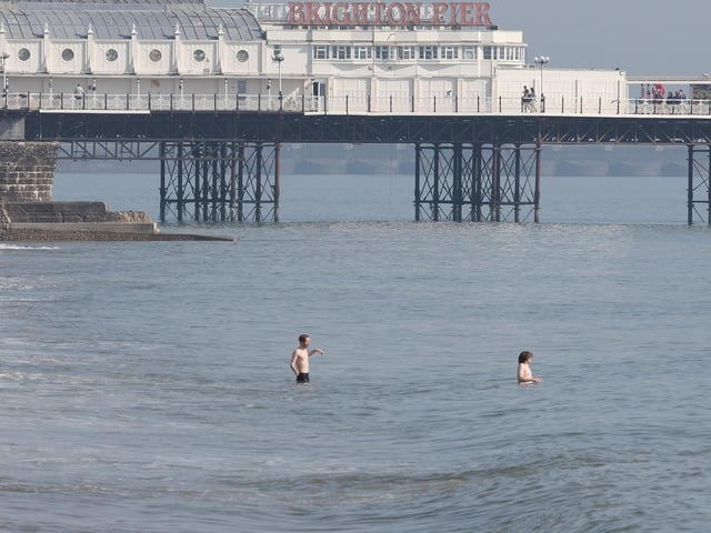Some people thought it was warm enough for a swim in the sea in Brighton