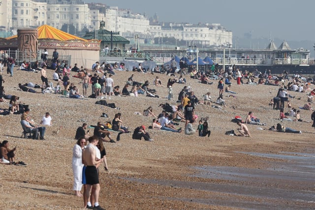 People made the most of the March sunshine on Brighton beach