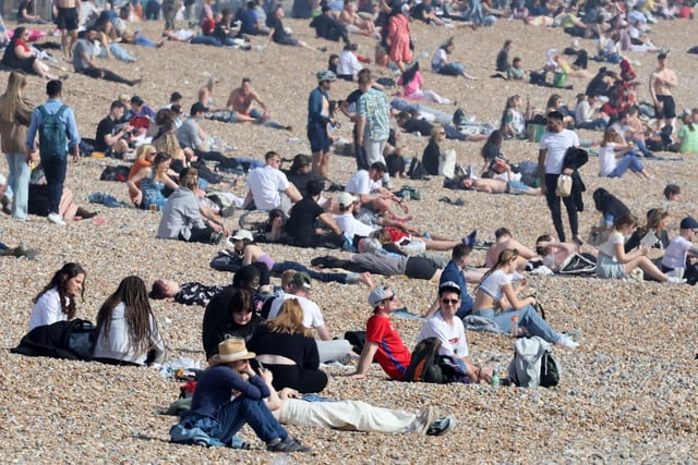 Brighton beach was the place to be today in the sunshine