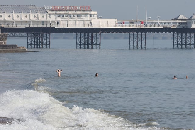 Cooling off in the sea at Brighton