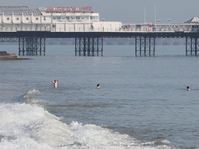 Cooling off in the sea at Brighton