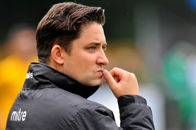 Dominic Di Paola wants Horsham FC to use the momentum built from Tuesday’s sensational Velocity Trophy win over Folkestone Invicta in this Saturday’s home game with relegation-threatened Leatherhead. Picture by Steve Robards