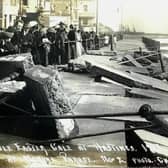 Hastings Storm. Damage to the seafront near to where the Albion pub is. SUS-220325-123441001