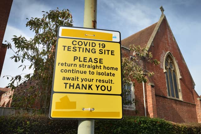A covid testing centre sign in Eastbourne. SUS-201020-152520001