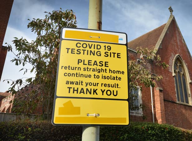 A covid testing centre sign in Eastbourne. SUS-201020-152520001