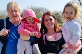 Prime Minister Boris Johnson posed for a photos with visitors at the WWT Arundel Wetland Centre