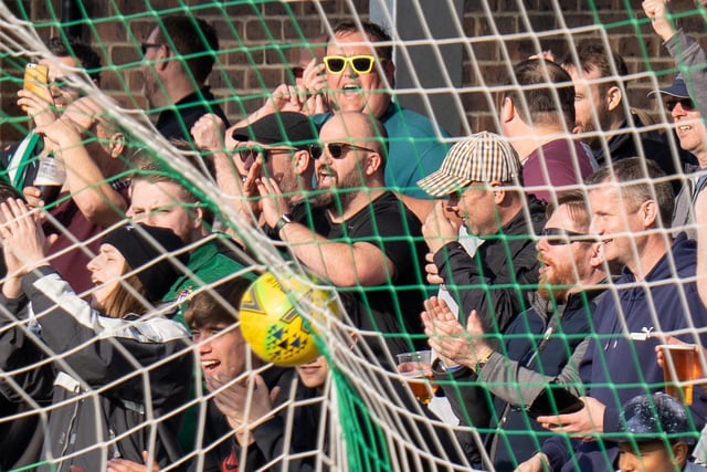The ball hits the net - and the fans are happy / Picture: Lyn Phillips