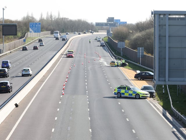 M23 closed after multi-vehicle collision. Photo: Eddie Mitchell