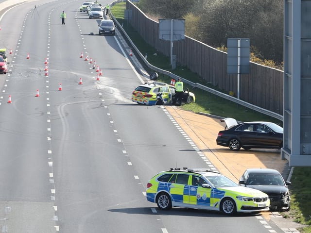 M23 closed after multi-vehicle collision. Photo: Eddie Mitchell