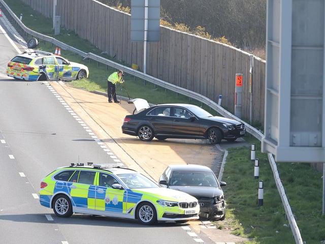 M23 closed after multi-vehicle collision. Photo: Eddie Mitchell