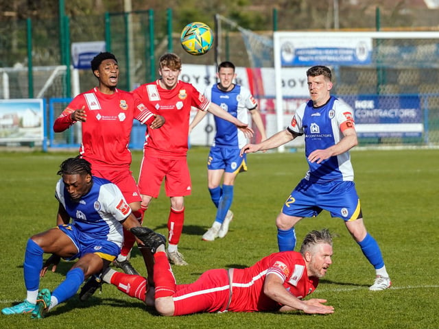 Action from Haywards Heath Town's Isthmian south east division win at home to Whitstable / Pictures: Ray Turner