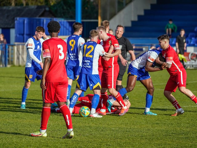 Action from Haywards Heath Town's Isthmian south east division win at home to Whitstable / Pictures: Ray Turner